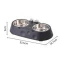 Edelstahl-Doppelnapf für Haustiere mit schwarzer Basis, Maße 33,5 x 16,7 x 6 cm - Käse Schleife Stil / Schwarz