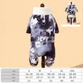 Thick winter dog jumpsuit with ice pattern and warm fleece collar for small dogs. - S / Black