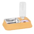 Orange Roman column style pet feeder with automatic water dispenser and stainless steel bowl - Roman Column Automatic Water Bowl / Yellow