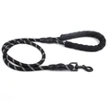 Durable black reflective dog leash with comfortable padded foam handle and metal hook. - 12mm*120cm / Black
