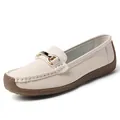 Elegante Damen Loafers in Beige mit weicher Sohle und dekorativer Metallschnalle - 35 / Beige