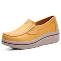 Women's casual yellow rocker shoes with platform wedge sole for comfortable walking - 35 / Yellow