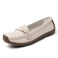 Mocassini comodi in pelle crema da donna con elegante fiocco e suola in gomma strutturata - 35 / Bianco avorio