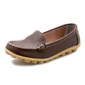 Brown pebbled leather loafers with durable rubber sole for casual comfort wear. - 35 / Brown