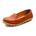 Comfortable orange pebbled leather moccasins with durable rubber massage sole - 35 / Orange
