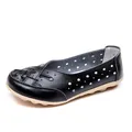 Bequeme schwarze, hohle Sommer-Ballerinas für Damen mit weicher, rutschfester Massagesohle - 35 / Schwarz
