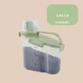 Green 1500ml airtight pet food storage container with measuring cup and handle - 1500ml / Green