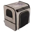 Large foldable breathable gray oxford pet carrier backpack for cats and small dogs - L / Light Gray
