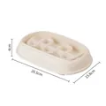 Durable cream-colored slow feeder dog bowl with maze design and clear measurements - Hotdog Slow Feeder Bowl / Cream White