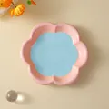 Ciotola per gatti in ceramica dipinta a mano a forma di fiore rosa e blu - Taglia S / Forma di Fiore / Blu & Rosa