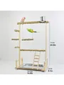 Large wooden bird playground stand with swing, ladder, and feeding cup for parrots - Prickly Ash Wood Large Style (M014)