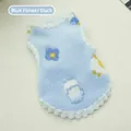 Soft blue plush pet vest with cute flower and duck pattern for small dogs and cats - XS / Blue Flower Duck