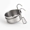 Detailed macro view of a durable stainless steel hanging pet bowl with integrated metal hooks - Hook Style 10*4.5cm