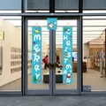 Banner blu verticali per porta di Natale con testo Merry Christmas e Babbo Natale - Stile Blu (X2-18) / Blu (Set da 3 Pezzi)