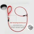 Detail view of a red dog P-leash showing the internal steel cable and padded handle. - Webbing Handle Slip Lead (Double Buckle) / 70cm Length (5mm) / Red