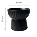 Anti-vomiting matte black ceramic elevated cat bowl with 12.5cm diameter and 11.5cm height - High Foot Flat Mouth Bowl / 1 Piece / Black