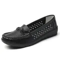 Comfortable breathable black hollow-out flat loafers for women casual nurse shoes - 35 / Slip-on Moccasins / Black