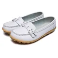 Klassische weiße Leder-Slipper für Krankenschwestern mit Doppelschnalle und Gummisohle - 35 / Weiß