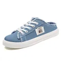 Lässige hellblaue Denim-Canvas-Mules mit weißer Plateausohle für Damen - 36 / Blau