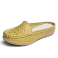 Sabot giallo con zeppa e motivo traforato per donna, molto comodo. - Verde mela
