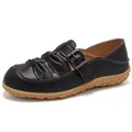 Atmungsaktive geschlossene schwarze Damen-Sandalen mit bequemer flacher Gummisohle - 35 / Schwarz