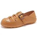 Komfortable braune geschlossene Römersandalen mit atmungsaktivem Design und flacher Sohle - 35 / Gelb