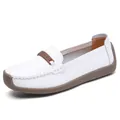 Komfortable weiße Leder-Loafer für Damen mit weicher Sohle und flachem Design - 35 / Weiß