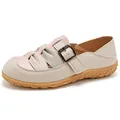 Comodi sandali chiusi da donna con design patchwork colorato e cinturino a fibbia. - Beige Grigio Rosa