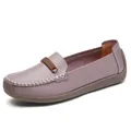 Comfortabele lila leren loafers voor dames met een zachte rubberen zool voor dagelijks gebruik - 35 / Oudroze