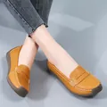 Mocassini comodi in pelle giallo senape per donna con suola morbida e antiscivolo - 35 / Giallo ocra