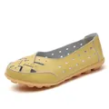 Comfortable yellow hollow-out bird's nest flats with breathable massage sole for women - 35 / Apple Green