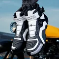 Botas de moto profesionales en blanco y negro con hebillas rotativas resistentes - 40 / Negro y Blanco