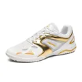 Chaussures de sport blanches et dorées pour le badminton et le tennis de table pour jeunes - 35 / Or Blanc (Lacets)