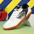 Chaussures de tennis de table professionnelles pour hommes en blanc, noir et or - 39 / Blanc Noir