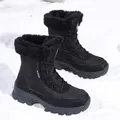 Stylish black winter snow boots with warm faux fur lining and durable anti-slip soles - 36 / Black