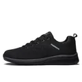 Breathable men's black mesh running sneakers for daily casual athletic wear - 38 / Black