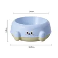 Cute light blue pet bowl featuring a cartoon face, 18.5cm non-slip base dimensions - Without Stainless Steel Inner Bowl / Blue