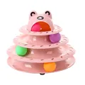 Interaktives 4-stufiges rosa Katzenspielzeug mit Frosch-Design und bunten Bällen - 23.5*19.8 / Rosa