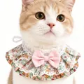 Collar decorativo de encaje para mascotas con lazo rosa para gatos y perros pequeños - Talla única / Lazo Rosa