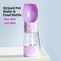 Purple 2-in-1 portable dog water and food bottle with cute cat-ear design - Dual Purpose Water and Grain Style / Water 250ml+Food 180ml / Purple