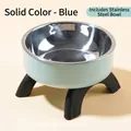 Elevated light blue pet bowl with removable stainless steel liner and black legs - Solid Color Single Bowl with Stainless Steel Inner / Blue