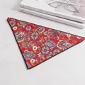 Red floral pet bandana for cat dog cosplay accessory - S / Geometric Blue / Red