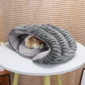 Cozy slipper-style pet bed with plush gray textured exterior and thick warm interior - 58*45*15cm / Gray