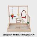 Massief houten papegaaienstandaard met klimladder en gekleurd vogelspeelgoed, 36x26x23cm - Multifunctionele Standaard met Ladder (Stijl 2) / 36x26x23cm