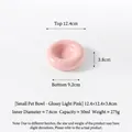 Cuenco pequeño de cerámica rosa brillante para mascotas con forma de bagel y 50 ml de capacidad - Rosa Claro Brillante / S