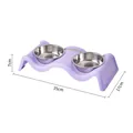 Elevated double pet bowl stand in purple with stainless steel basins, size 35x17x7cm - Wave Cream Double Bowl / Purple