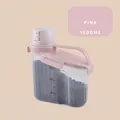 Pink 1500ml pet food storage container with airtight lid and measuring cup - 1500ml / Pink