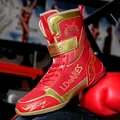 Professionelle hohe Wrestling- und Boxtrainingsschuhe in lebhaftem Rot und Gold Finish - 39 / Rot