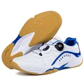 Chaussures de badminton professionnelles blanches avec accents bleus et boucle rotative - 36 / 1001 Blanc & Bleu