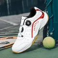 Chaussures de badminton professionnelles blanc et rouge avec boucle rotative homme - 39 / Blanc et Rouge